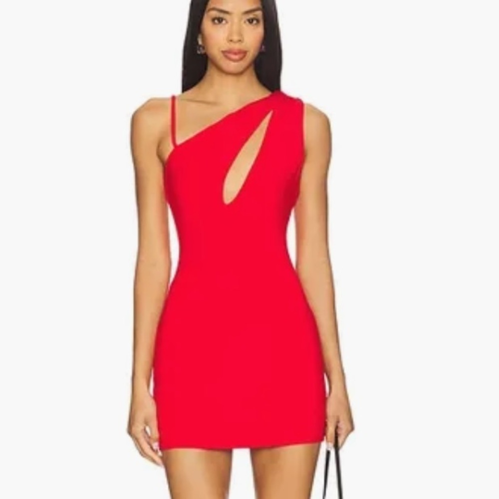 h:ours Safia mini dress Red cut out stretch party Revolve NWT M